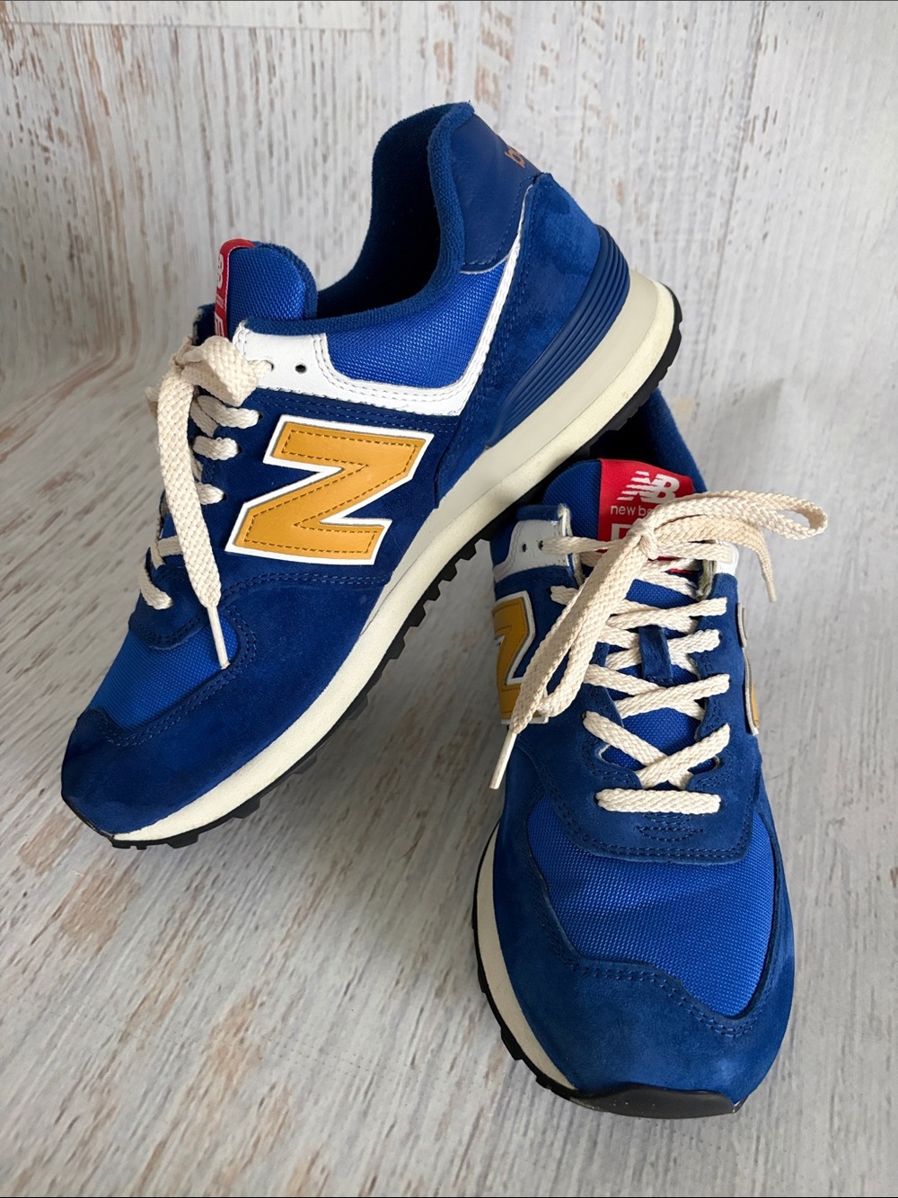 New Balance Men’s 574 Royal Blue & Gold Retro Sneakers